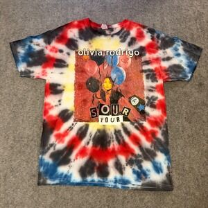 Olivia Rodrigo Sour Tour T Shirt Unisex Large Red Blue Tie Dye Concert Graphic